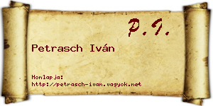Petrasch Iván névjegykártya